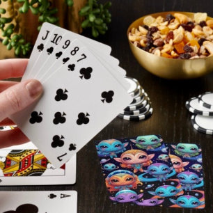 Small Multi-Coloured Aliens in Space Playing Cards