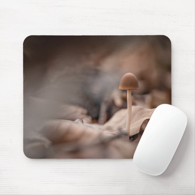 Small Mushroom Nature Photo Mouse Mat (With Mouse)