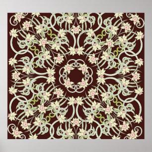 Small narcissus, art nouveau square. poster