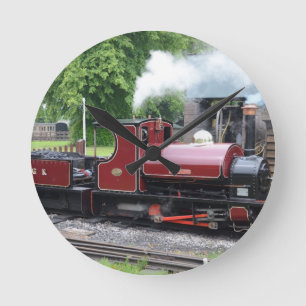 Small Narrow Gauge Locomotive Round Clock