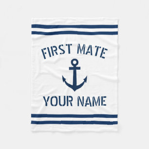 Small nautical fleece blanket for first mate crew