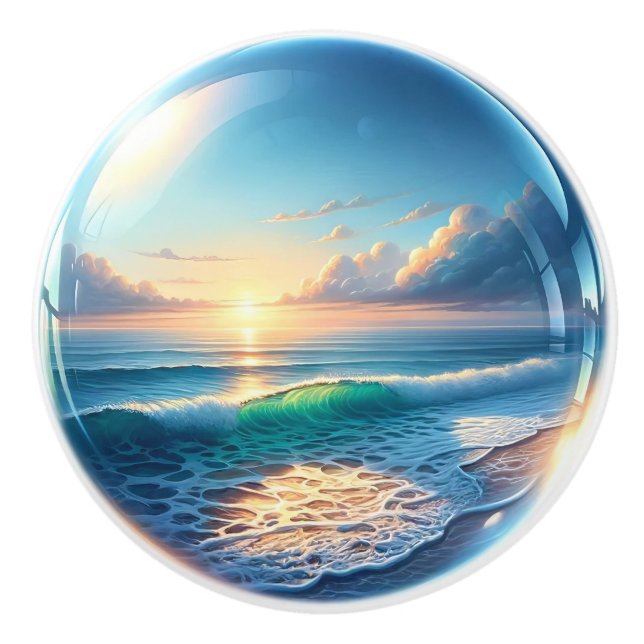 Small Nautical - Ocean Ceramic Drawer Knobs (Front)