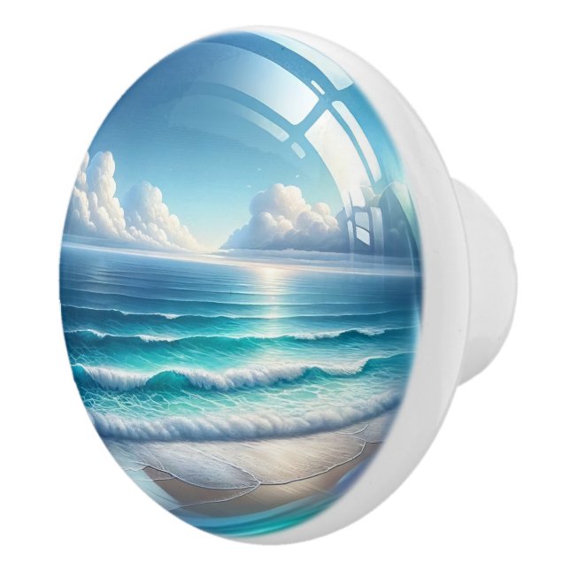 Small Nautical - Ocean Ceramic Drawer Knobs (Right)