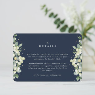 Small Navy Snowberry+Eucalyptus Wedding Details Enclosure Card