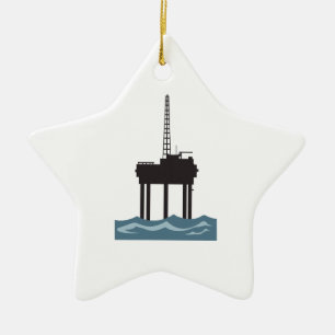 SMALL OFFSHORE OIL RIG CERAMIC TREE DECORATION