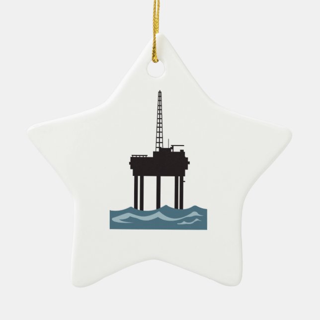 SMALL OFFSHORE OIL RIG CERAMIC TREE DECORATION (Front)