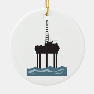 SMALL OFFSHORE OIL RIG CERAMIC TREE DECORATION