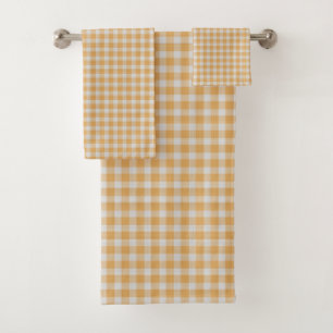 Small Orange Check Pattern Bath Towel Set