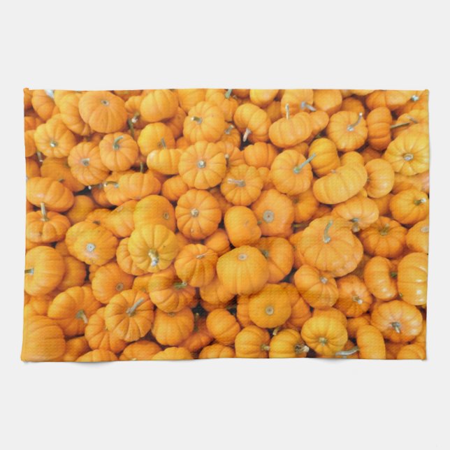 Small Orange Fall Harvest Pumpkins Tea Towel (Horizontal)