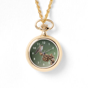 Small Orange Hummingbird Large Clock Watch