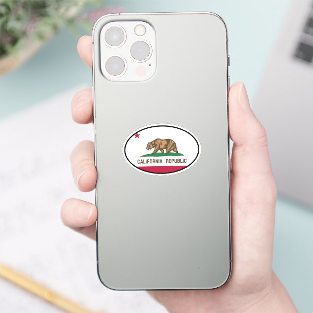 Small oval California Republic state flag vinyl (Phone)