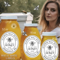 Small Oval Honey Label French Bee Queenline Jars