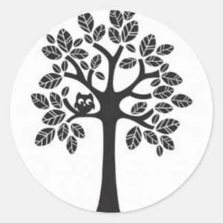Small Owl in a Big Tree Classic Round Sticker