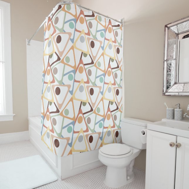 Small Pastel Triangles  Shower Curtain (In Situ)
