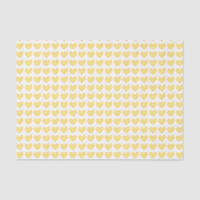 Small Pastel Yellow Hearts Pattern Tissue Paper (Front)
