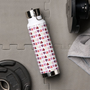 Small Pattern Heart Valentines Pink Water Bottle