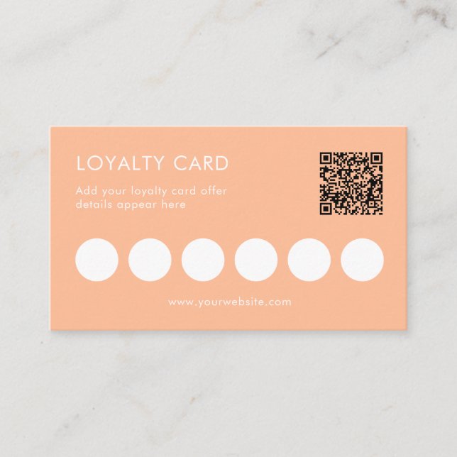 Small Peach Business Logo QR Loyalty Card (Front)