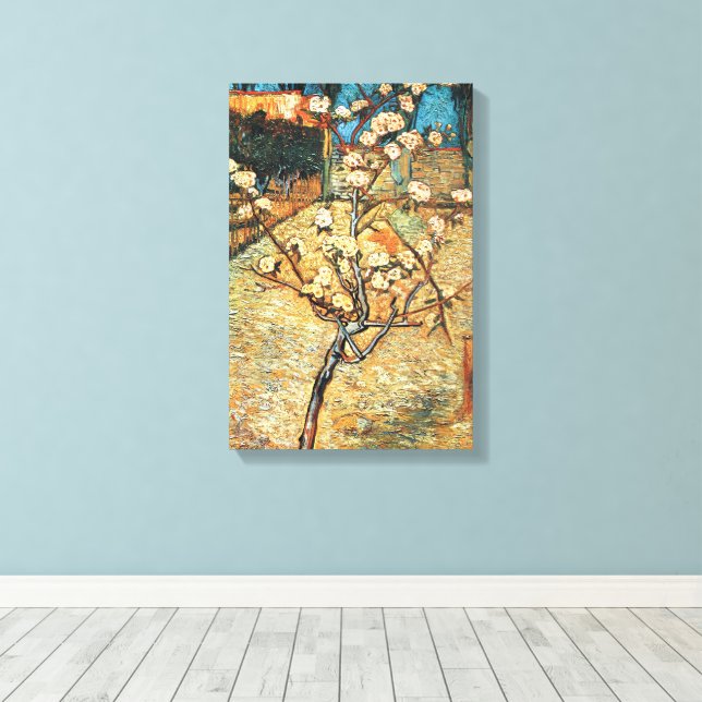 Small Pear Tree in Bloom by Vincent van Gogh Canvas Print (Insitu(Wood Floor))