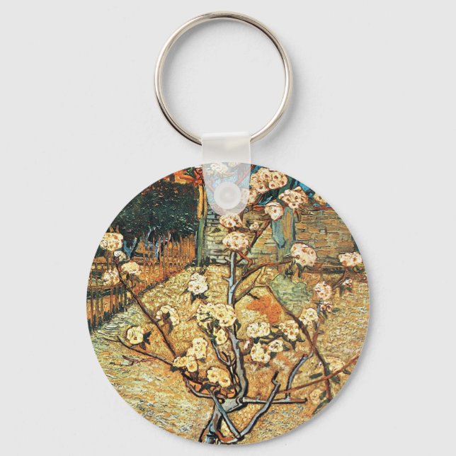 Small Pear Tree in Bloom by Vincent van Gogh Key Ring (Front)