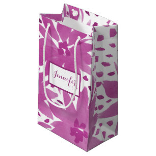 Small Personalised Floral Design Pink Gift Bag