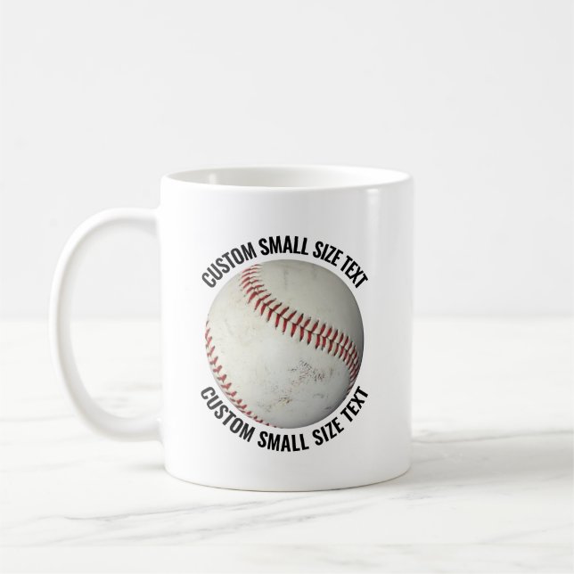 Small Personalised Text Baseball 11 oz. Custom Coffee Mug (Left)