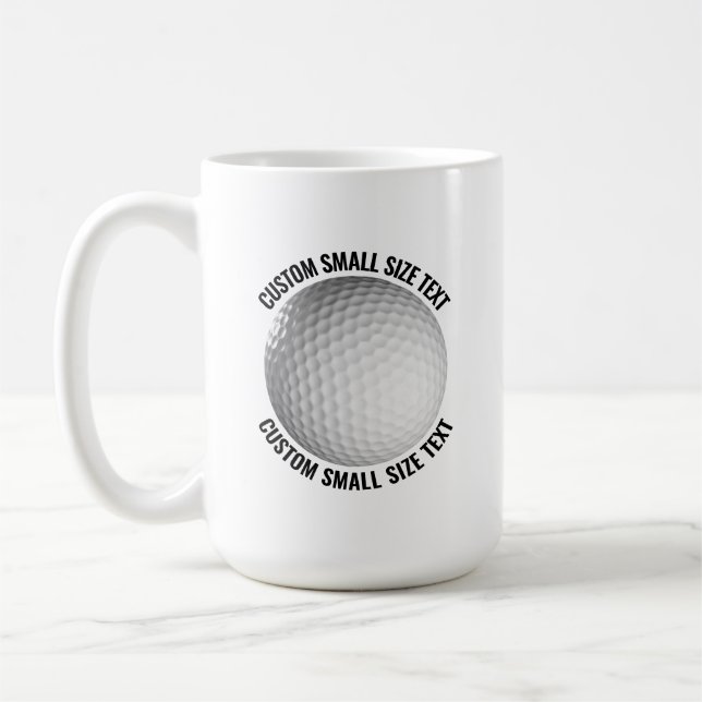 Small Personalised Text Golf Ball 15 oz. Custom Coffee Mug (Left)