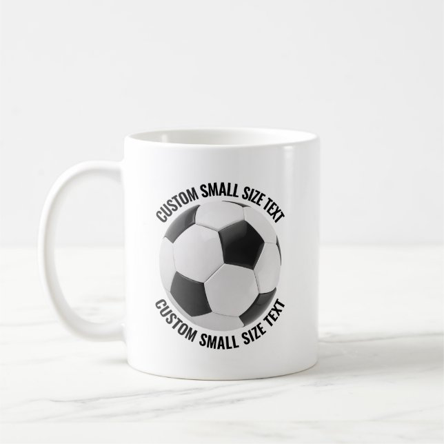 Small Personalised Text Soccer Ball 11 oz. Custom Coffee Mug (Left)