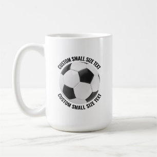 Small Personalised Text Soccer Ball 15 oz. Custom Coffee Mug