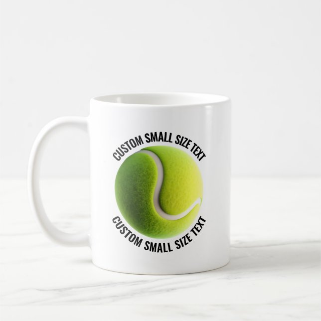 Small Personalised Text Tennis Ball  11 oz. Custom Coffee Mug (Left)