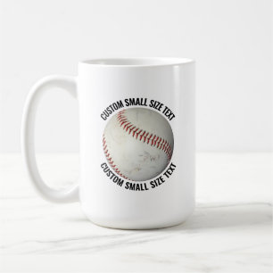Small Personalized Text Baseball 15 oz. Custom Coffee Mug