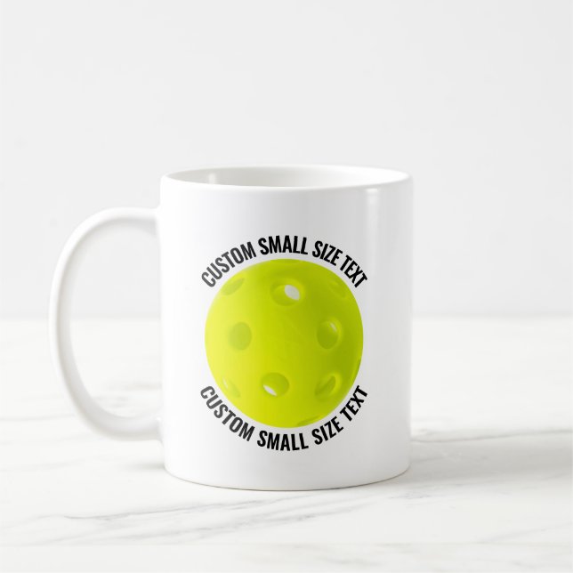 Small Personalized Text Pickleball 11 oz. Custom Coffee Mug (Left)