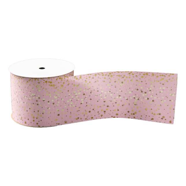 Small Petite Golden Stars Ribbon Grosgrain Ribbon (Spool)