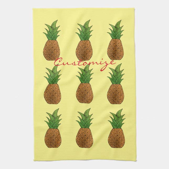 Small Pineapples Thunder_Cove Tea Towel (Vertical)