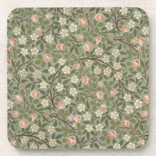 Small pink and white flower wallpaper design coaster