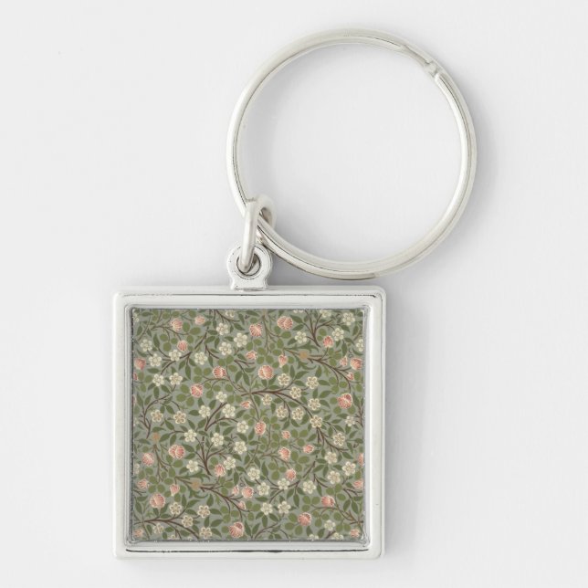 Small pink and white flower wallpaper design key ring (Front)