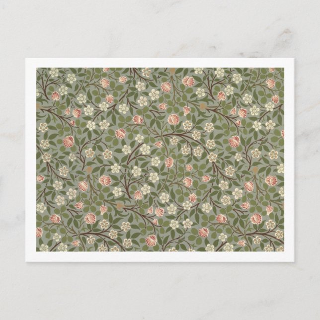 Small pink and white flower wallpaper design postcard (Front)