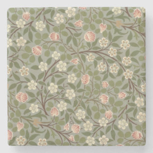 Small pink and white flower wallpaper design stone coaster