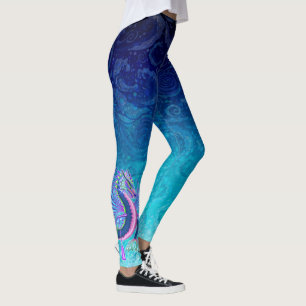 Small Pink &  Blue Water Dragon Leggings