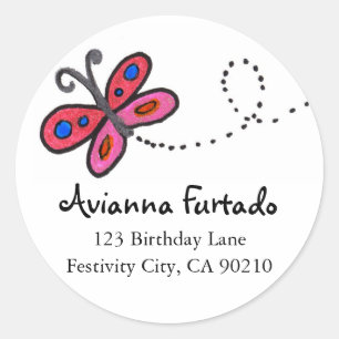 Small Pink Butterfly Classic Round Sticker