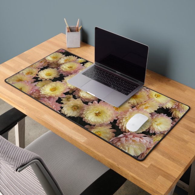 Small Pink Chrysanthemums Floral Desk Mat (Office 2)