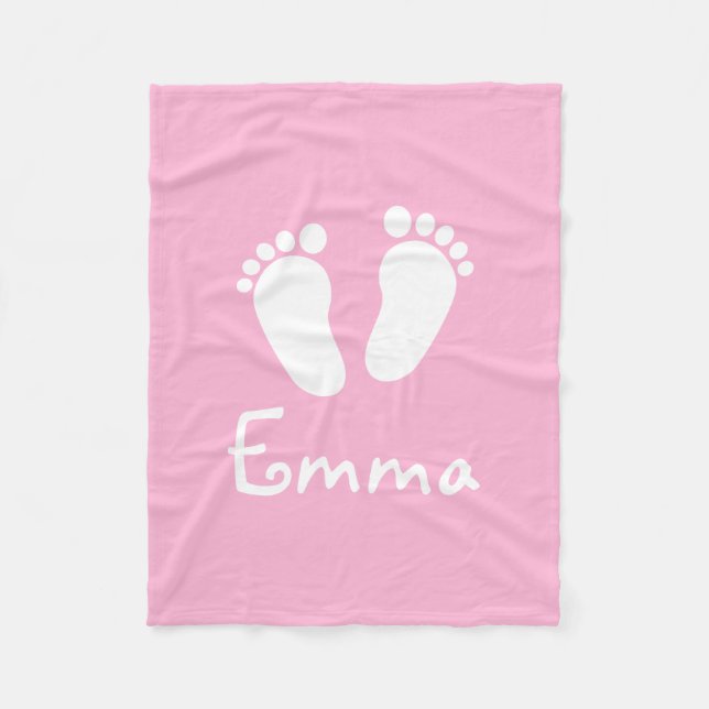 Small pink custom fleece blanket for new baby girl (Front)