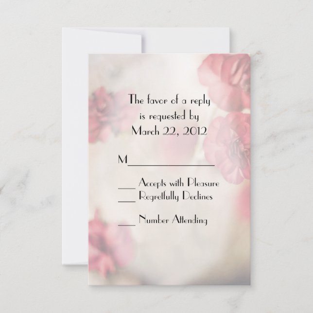 Small Pink Flowers Wedding RSVP Card (Front)