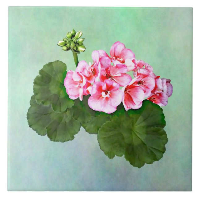 Small  Pink Geranium Tile (Front)