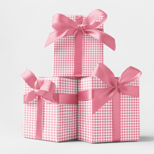 Small Pink Gingham Check Wrapping Paper