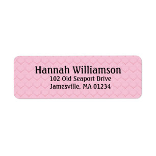 Small Pink Heart Return Address Labels Black Text