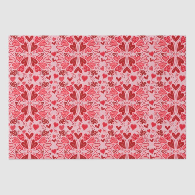 Small Pink Red Hearts Valentine Crafts Tissue Paper (Front)