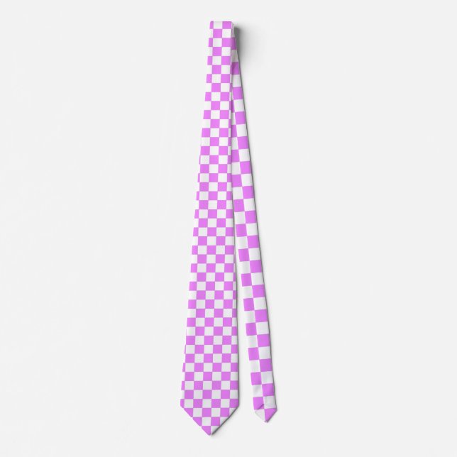 Small Pink White Chequered Pattern Tie (Front)