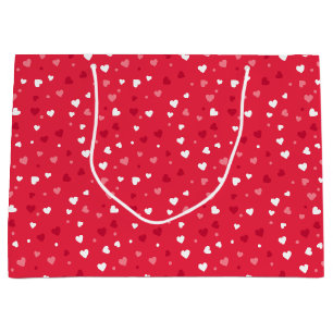 Small Pink & White Hearts Patterned Large Gift Bag
