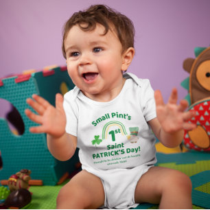Small Pint's 1st St. Patrick's Day Funny Baby Bodysuit