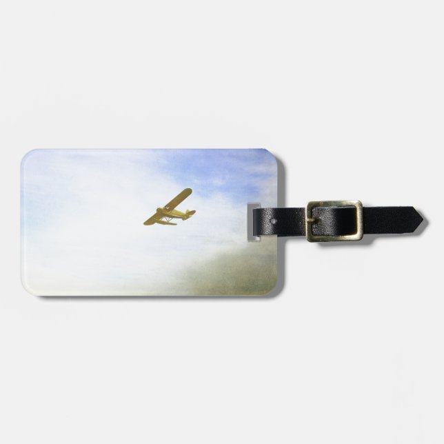 Small plane with blue sky luggage tag (Front Horizontal)